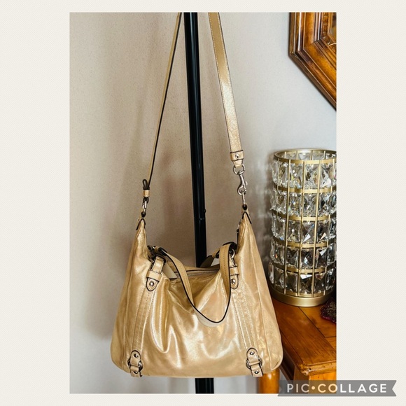 Coach Alexandra Convertible Light Gold Iridescent Shimmering Crossbody Bag - Picture 7 of 11